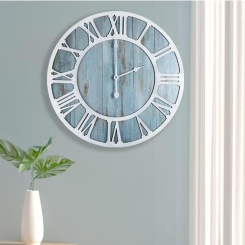 1st owned Wall Clocks for Living Room Decor, Vintage,Round Silent Non Ticking,Black Metal,Modern Wood Clocks for Home Bedroom,Kitchen,Garden,Office,Cafe,Modern Wall Decoration -Roman Numerals