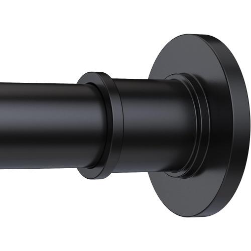 BRIOFOX Industrial Shower Curtain Rod - Never Rust Non-Slip 43-72 Inch Stainless Steel, Matte Black