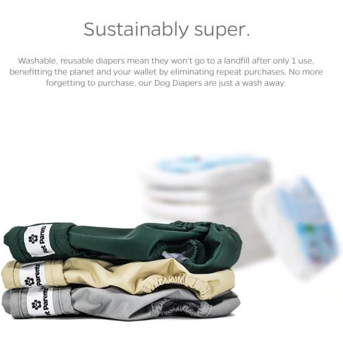 Pet Parents® Washable Dog Diapers (3pack)   Extendrs® of Durable Doggie Diapers, Premium Dog Diapers Female (Large, Spruce)