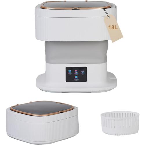 18L Portable Washing Machine, Foldable Mini Washer with 3 Modes, Small Laundry Washer for Clothes, Underwear, Apartments and Travel (Gray)