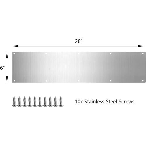 Door Metal Kick Plate 6x28 inches Aluminum Decorative Plates Protector for 30 inches Front Doors, 18 Ga Thickness 6x 28 (Silver)
