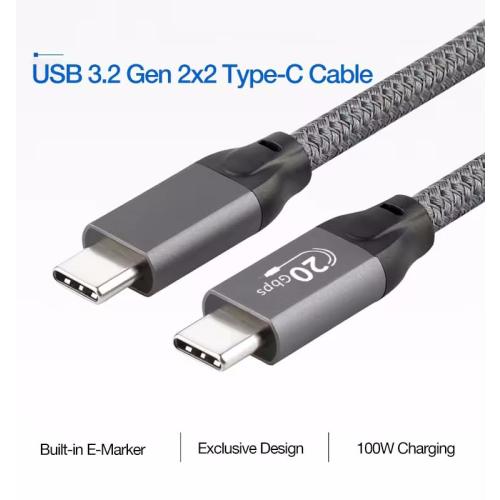 20-in Short USB-C to USB-C High-Speed 20Gpbs Data Transfer Charge Cable for Samsung T7 T9, SanDisk, Crucial X9 X6, Western Digital, SSK, Other SSD, Mac, iPhone 15 16, Android, PC, Laptop