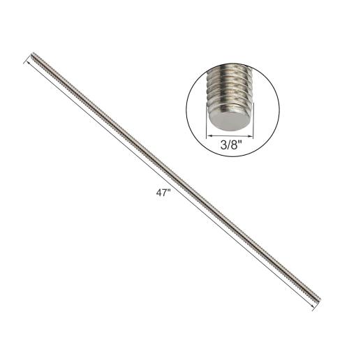 304 Stainless Steel 3/8-16 Fully Threaded Rod, 4 Pieces 47 Length Long Threaded Rods