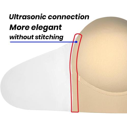 SIZE D COLOR BEIGE TITU Plunge Strapless Bra Push Up - Sticky Bra Invisible Adhesive for Backless Dress