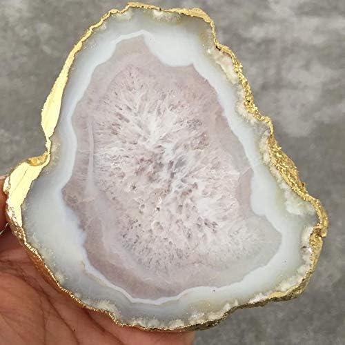 Krishna Mehta Agate Coaster Cup Natural 3.5 -4.5 Inches - Set of 4 with Feet (White)