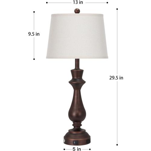 Vintage Table Lamps Set of 2 for Living Room,30 Tall Bedside Lamp with USB Charging Port,3-Way Dimmable Touch Nightstand Lamp for Bedroom Desk Side Table Office,Brown