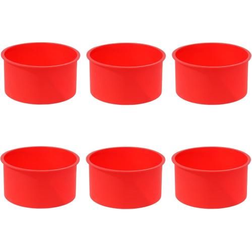 6pcs Silicone Cake Mold Baking Round Cake Molds 4 Inch Non-Stick Baking Pan Kitchen Silicone Cake Molds for Baking(Red, 4inch)