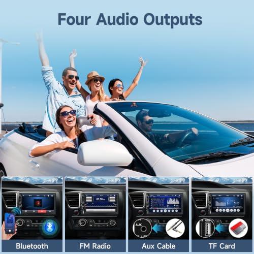 Leadfan 7inch Car Stereo Double Din Radio Touchscreen with Backup Camera Multimedia Car Audio Support Mirror Link, Bluetooth Caller ID, FM/MP3/MP4/USB/Subwoofer,Aux Input Car Audio Receivers