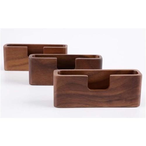 Wood Business Card Holder, Tabletop Walnut Name Card Holder, Office Desktop Wooden Business Card Stand, 50 Cards