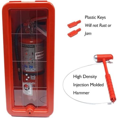 Cato 10551-H Red Plastic Chief Fire Extinguisher Cabinet for 2-1/2 or 5 lb. Extinguisher, with Hammer and Cylinder Lock