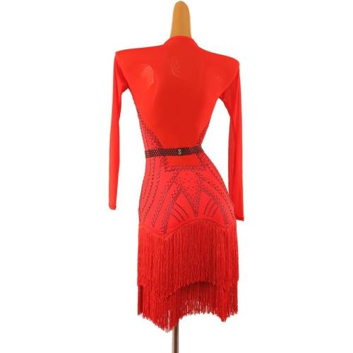 Professional Competition L Latin Dance Dresses for Women Ballroom Dancewear Waltz Costumes Cha Cha Performance Skirt