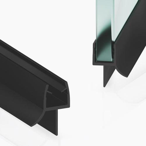 2PCS Shower Door Bottom Seal Strip, Black PVC, 39 Length, Fits 10mm Thick Glass, Prevents Leaks & Water Damage, Easy Installation, No Adhesive Required (Black, 39in for 3/8(10mm) Door)