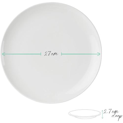 Set of 12 Anders and White 'Coupe' - White Vegan Friendly Bone China Dinner Set. 12 Pieces Dinnerware Set. Contains 4X Dinner Plates, Side Plates and Bowls.