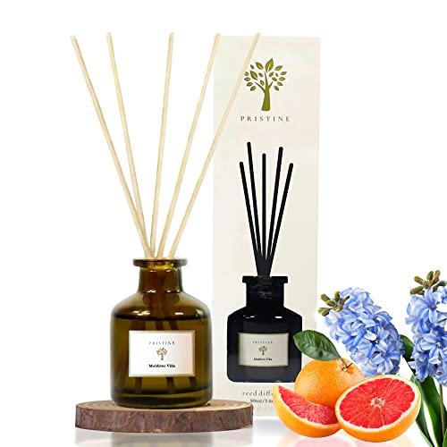 PRISTINE Maldives Villa/Inspired by Marriott Hotel Reed Diffuser for Home | Citrusy Grapefruit, Apple/Ocean Breeze/Sandalwood Oil Reed Diffuser Set & Reed Diffuser Sticks | Home Decor Scent Diffuser