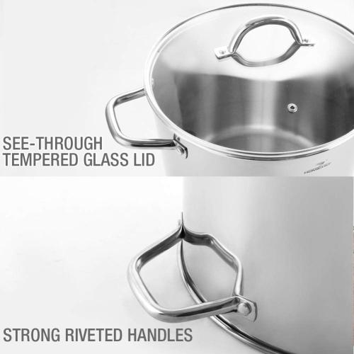 HOMICHEF Small Stock Pot 4 Quart Nickel Free Stainless Steel - Small 4Qt Stockpot With Glass Lid - Soup Pot Cooking Pot 4 Quart