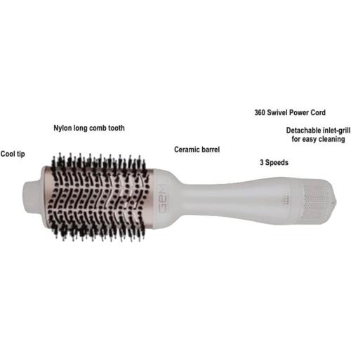 Generic GEM Hot Air Styling Brush for Dry Style Volume Pearl White/Rose Gold Hair Dryer