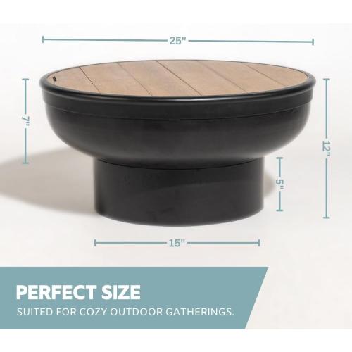 DENKOE Iron Fire Pit Table with Lid, Extra Thick and Heavy Duty Fire Bowl, Deep Round Firepit for Outdoor Bonfire Gatherings, Wood Burning Firepits for Outside Patio, Modern Outdoor Fire Pits