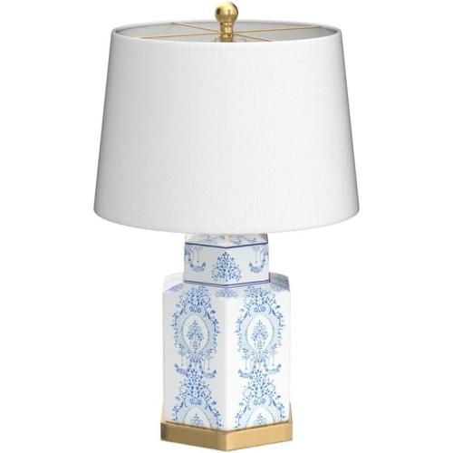 SAFAVIEH Lighting Collection Bodin Blue/ White 23-inch Bedroom Living Room Home Office Desk Nightstand Table Lamp (LED Bulbs Included)