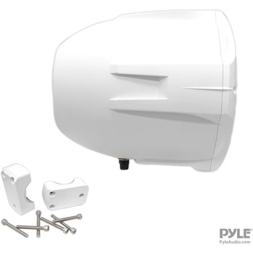Pyle Waterproof Marine Wakeboard Tower Speakers - 8in Dual Subwoofer Speaker Set and 1” Tweeter with 300 Watt Power - 2-way Boat Audio Stereo System with Mounting Bracket - 1 Pair - Pyle PLMRW85