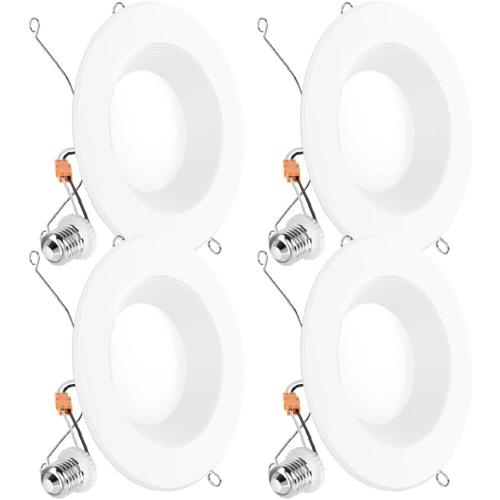 Sunco Retrofit LED Recessed Lighting 6 Inch, Downlight Can Lights for Ceiling, Baffle Trim, 965 LM, 13W (120W Equivalent), 3000K Warm White, Dimmable, Damp Rated UL 4 Pack.