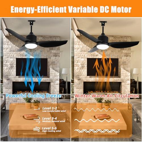 Depuley Outdoor Ceiling Fan with Light: 42 Inch Black Waterproof Gazebo Fans with Lights Outdoor Hanging - Plug in Remote App Control for Patio Indoor Farmhouse Porch - 6 Speed Reversible DC Motor