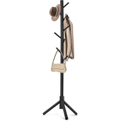 Coat Rack, Freestanding Coat Rack with 8 Hooks and 3 Adjustable Size Tree Coat