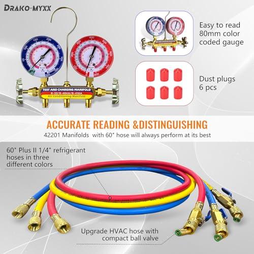 Upgrade 42201 Test & Charging Manifold with 3-1/8 (80 mm) Gauges Set