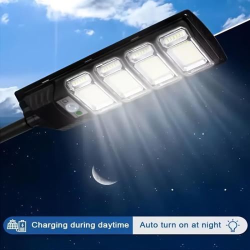 [Ultra-Bright Solar Light] 1/2/4pcs 192/504 LED Solar Street Light - Wide Angle Motion Sensor, Remote Control, Dusk to Dawn, Energy-Efficient, Adjustable for Commercial Area, Parking Lot, Yard