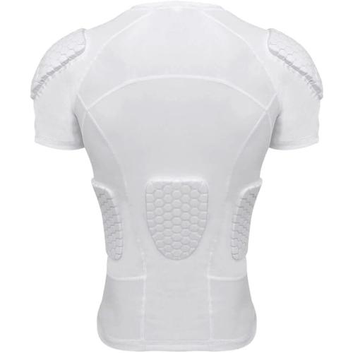 Mens Padded Compression Shirt Football Rib Protectors 6-Football Pads Chest Protector Padded Shirt Protective Gear for Football Baseball Basketball