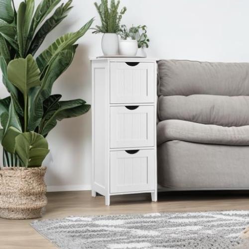 VASAGLE Bathroom Floor Cabinet, Free-Standing Storage Cabinet with 3 Drawers, 11.8 x 12.6 x 31.9 Inches, for Bathroom, Living Room, Kitchen, Modern Style, White UBBC50WT