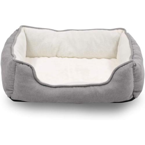 Happycare Textiles Orthopedic rectangle bolster Pet Bed,Dog Bed, Super soft plush, Large 34x24 inches Gray