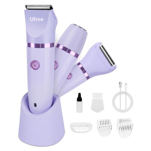 Ufree Bikini Trimmer Electric Razors for Women, Rechargeable Pubic Body Hair Trimmer Electric Shaver for Legs Body Hair, Bikini Shaver IPX7 Waterproof, Gifts for Women, Purple