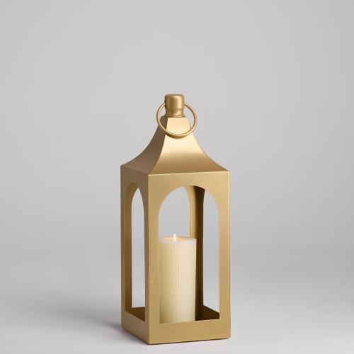 MOZEAL 20 Large Grace Spire Floor Lantern - Gold Heavy Metal No Glass - in/Out Use, for Fireplace/Patio/Entryway/Porch - Vers Event/Home - Lux Holiday Holder for Pillar/LED Lights