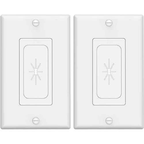 VCELINK Wall Plate Cable Pass Through, Single Gang Decorator Wall Plate Cover, Flexible Rubber Wall Grommets Insert for Low Voltage Cables, Wall Mount TV, Home Theater System, 2-Pack, White
