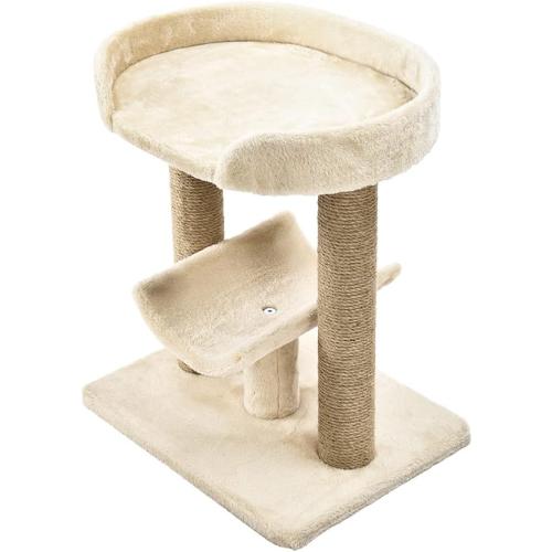 Amazon Basics Multi- Platform Cat Tree with Scratching Post for Indoor Cats up to 25lbs, 18 x 14 x 22 Inches, Beige