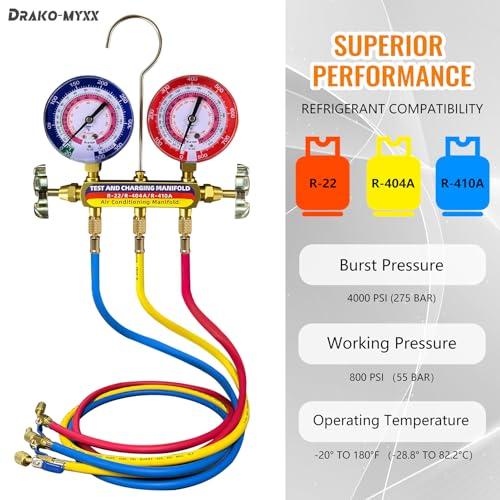 Upgrade 42201 Test & Charging Manifold with 3-1/8 (80 mm) Gauges Set