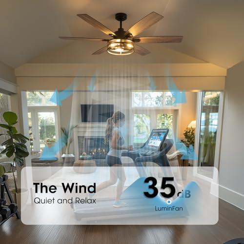 60 Inch Ceiling Fans with Lights and Remote Control, Farmhouse Ceiling Fan for Bedroom Living Room and Patio, Black Caged Ceiling Fan for Indoor and Outdoor