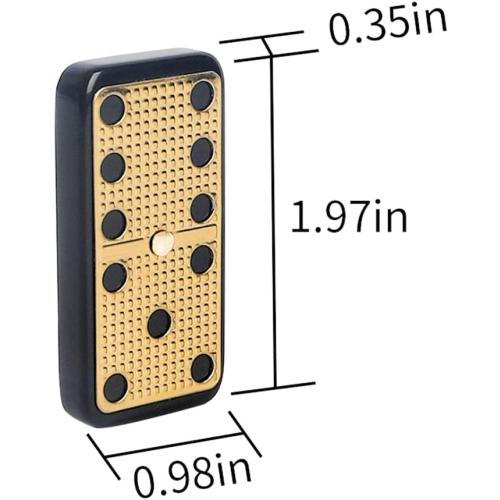 Bucher&Rossini Metal Surface Dominoes Set Double 6 for Adults and Kids - Classic 28Pieces Gold Metal Surface Domino's Game Set Idea Gift Present for Domino Players or Family Game Night
