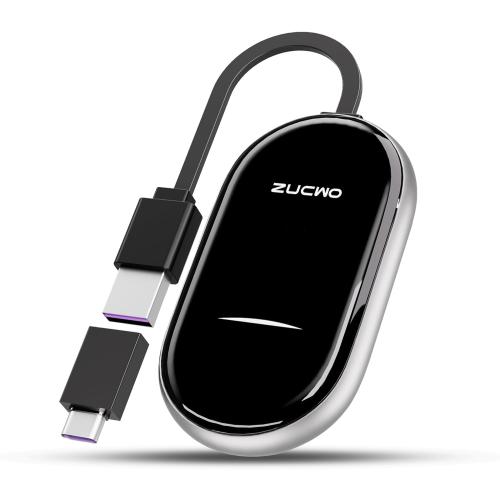 ZUCWO 2-in-1 Wireless CarPlay Adapter and Android Auto Adapter – Converts Wired to Wireless for Cars 2016 , Plug & Play, USB-A to USB-C for iOS10 /Android 11