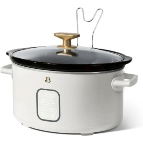 Beautiful Programmable 6-Quart Slow Cooker by Drew Perfect For Healthy Meals (White)