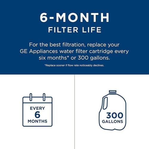 GE RPWFE Refrigerator Water Filter, Genuine Replacement Filter, Certified to Reduce Lead, Sulfur, and 50  Other Impurities, Replace Every 6 Months for Best Results, Pack of 1