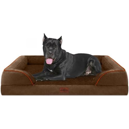 Comfort Expression Orthopedic Dog Bed for Extra Large Dogs 53x42 Inch, Waterproof Egg Crate Foam XXL Pet Bed with Removable Bolsters, Dog Couch with Washable Cover & Non-Slip Bottom, Dark Brown