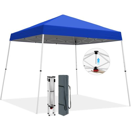 COOS BAY 10x10 Pop Up Canopy Tent, Portable Outdoor Shelter with Carry Bag for Tailgate, Party, Beach, Picnic, and Camping, 10x10 Base 8x8 Top, Blue