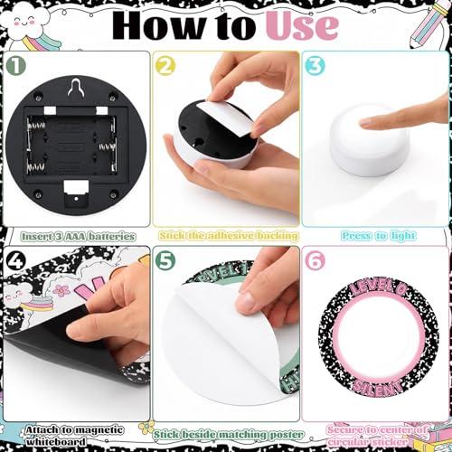 APUDWN 16 PCS Voice Level Classroom Push Light and Magnetic Poster Sticker, Composition Notebook Classroom Decor, Noise Control Chart Behavior Management Tool for Preschool Elementary School Teachers