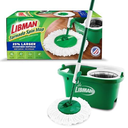 Libman Tornado Spin Mop System with Bucket & Wringer, Microfiber Head