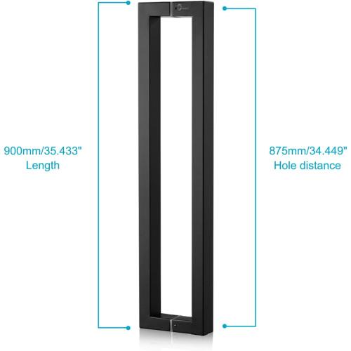 TOGU TG-R3825 900mm/36 inches Solid Standoffs Heavy-Duty SUS 304 Square/Rectangle Shape Stainless Steel Push Pull Door Handle/Barn Door Pull Handle/Glass Pulls, Matte Black Finish