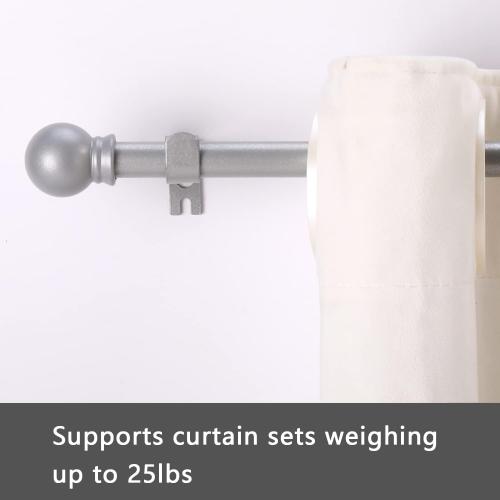 GXOACKJ Curtain Rods for windows 32-48 inch, 5/8 inch Decorative Silver Splicing Heavy Duty Metal Curtain Rod set with Brackets