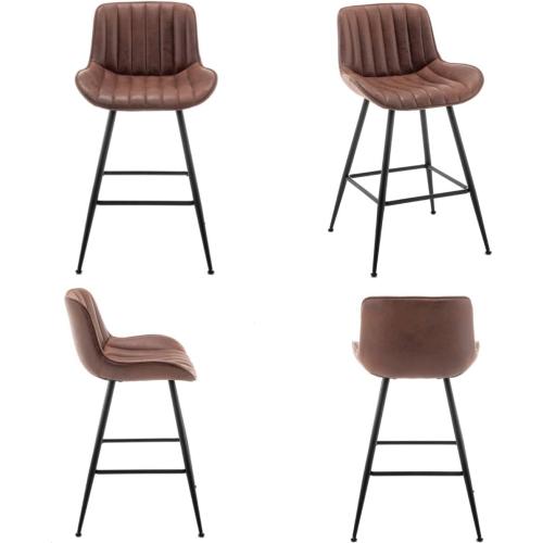 Set of 2 Whiterye Brown Bar Stools Set of 2, Fabric Upholstered Barstools Armless, 24 in Bar Stool Bar Height, Black and Brown Barstools for Home Bar, Coffee Bar.