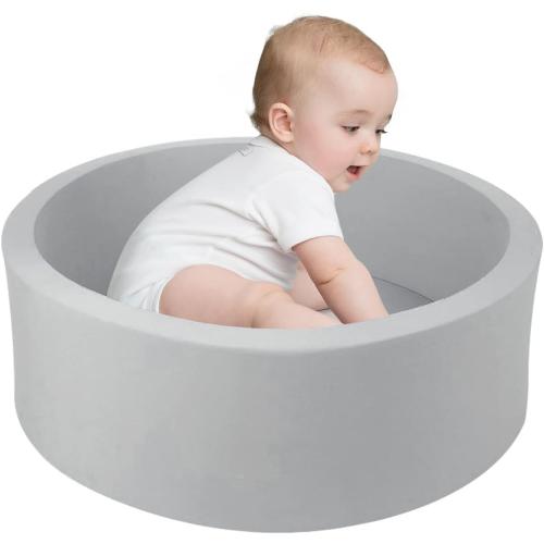 Small Memory Foam Ball Pit Indoor Round Ball Pit (NO Balls) for Toddler Kids Children (Light Gray)