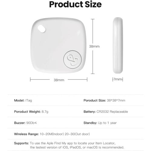 Bluetooth Tracker and Item Locator: Key Finder, Smart tag Item Finder Works with Apple Find My(only iOS Compatible),1 Year Replaceable Battery, Smart Tracker for Keys Bags Wallets Pet (White-1pack)
